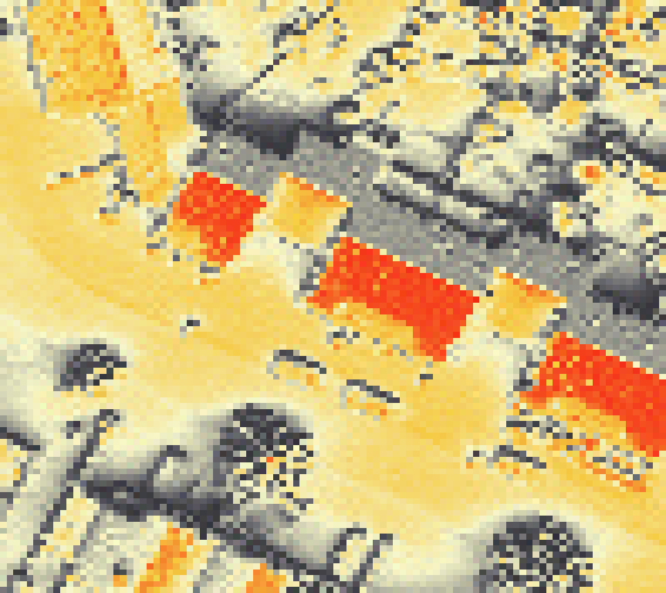 PV-irradiatie op daksegment met intensiteitsverdeling van zonlicht