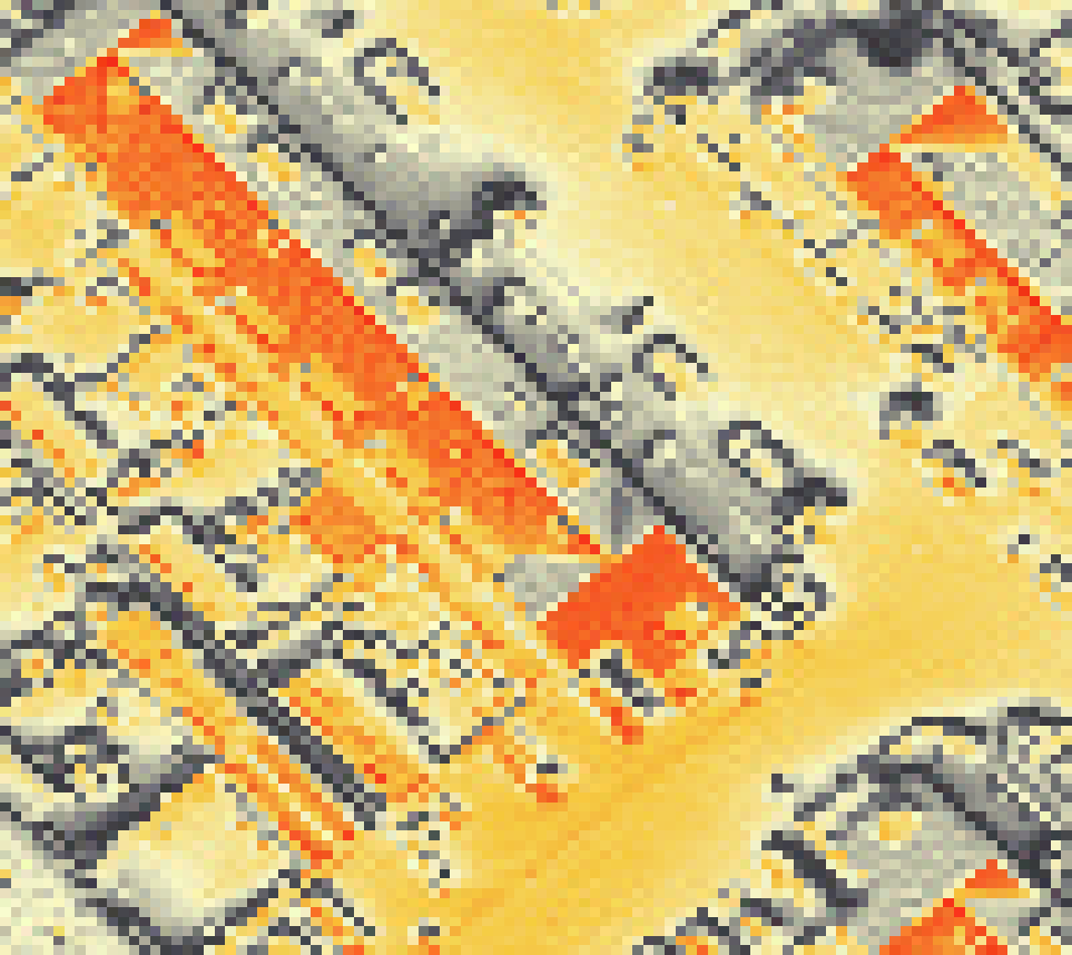PV-irradiatie op daksegment met intensiteitsverdeling van zonlicht