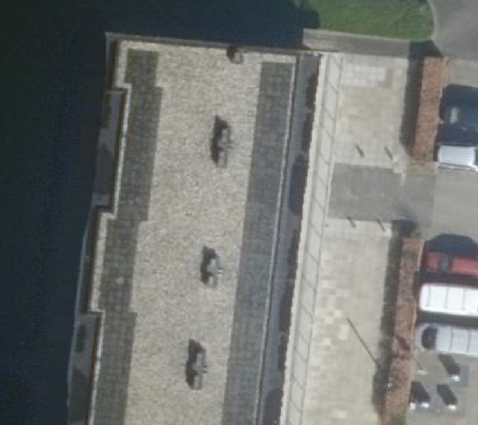True ortho Luchtfoto op daksegment ingezoomd