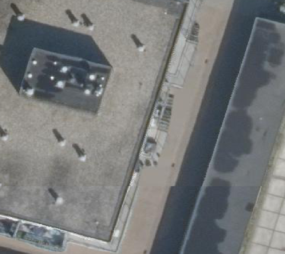 True ortho Luchtfoto op daksegment ingezoomd