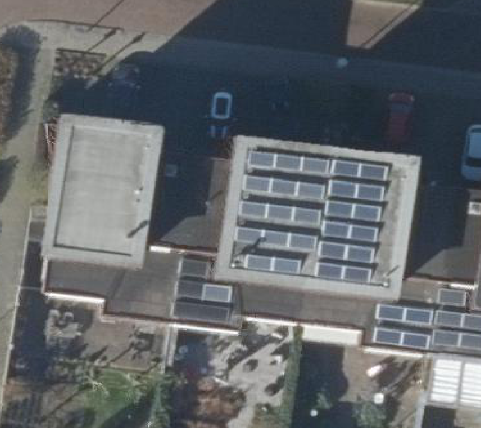 True ortho luchtfoto van Boskoop met zicht op woning
