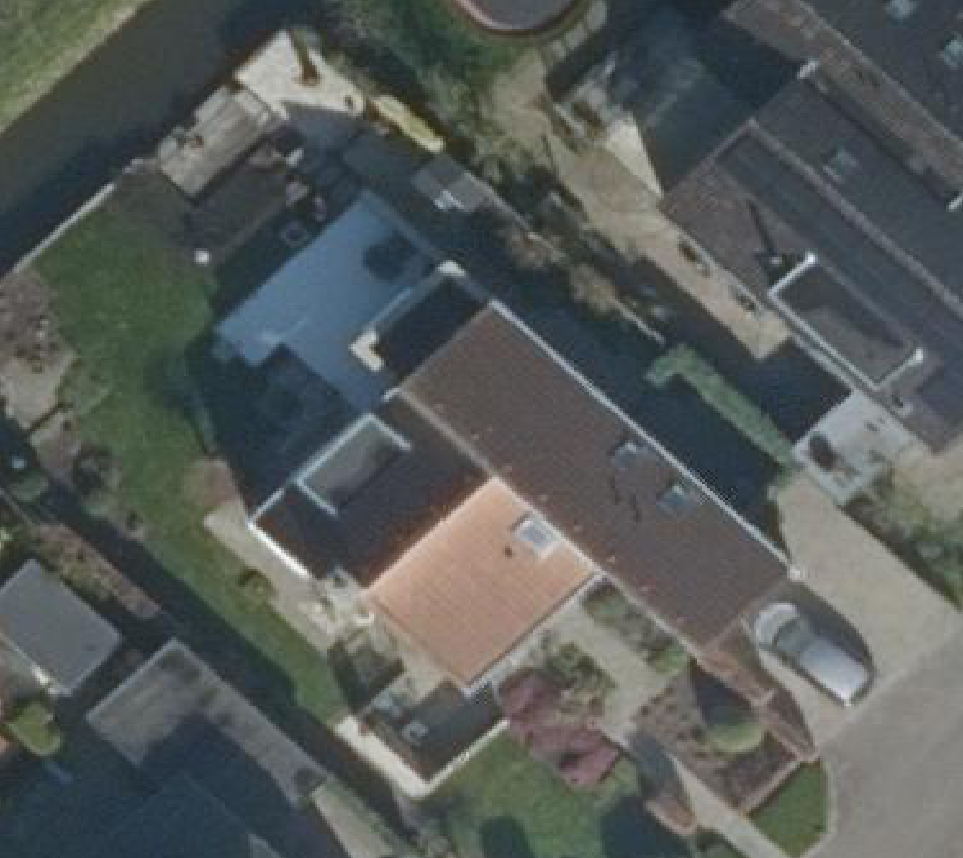 True ortho Luchtfoto op daksegment ingezoomd