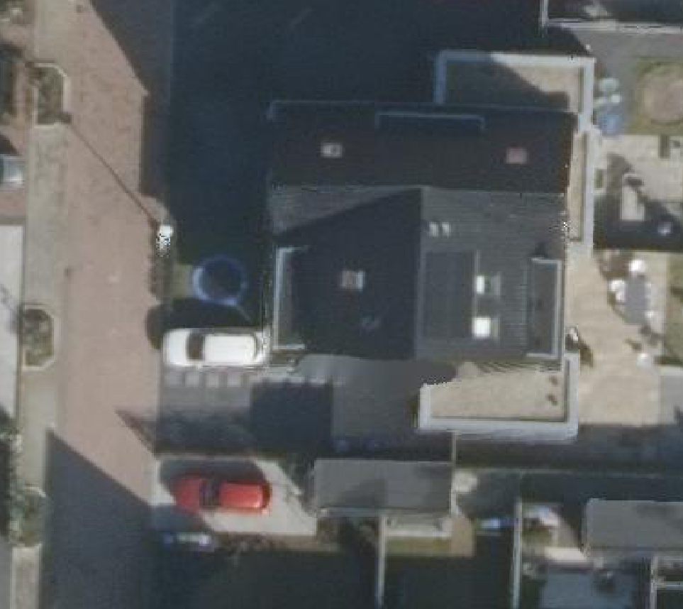 True ortho Luchtfoto op daksegment ingezoomd