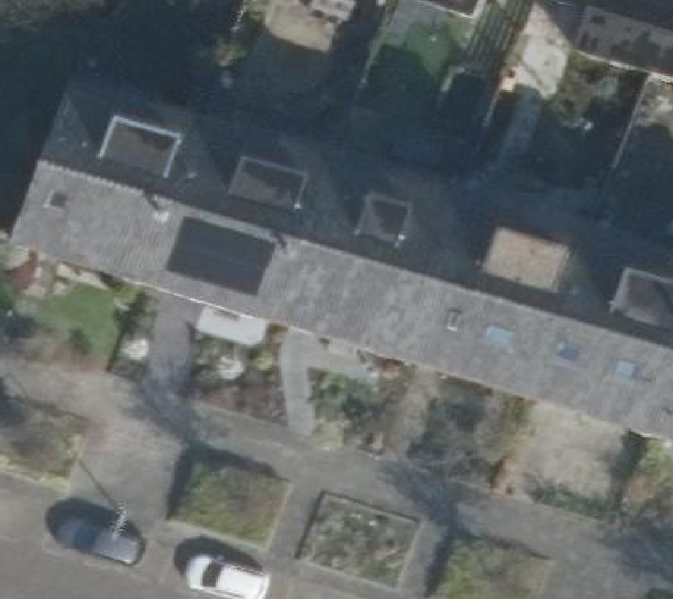 True ortho Luchtfoto op daksegment ingezoomd