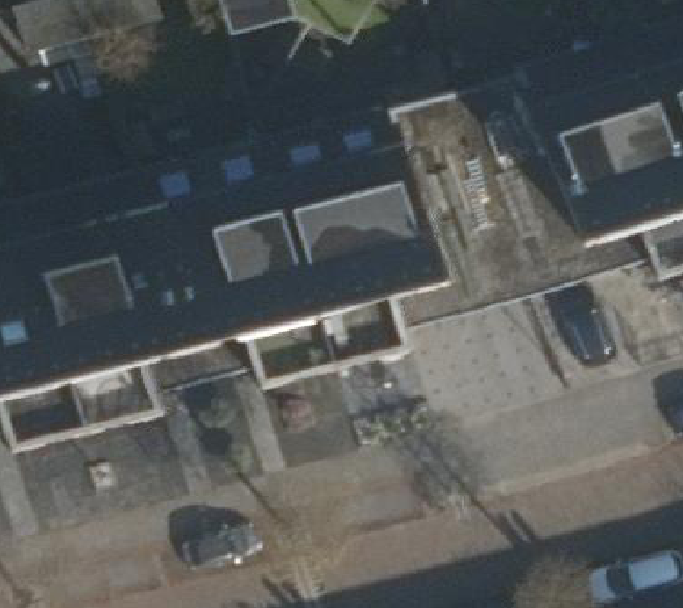 True ortho Luchtfoto op daksegment ingezoomd