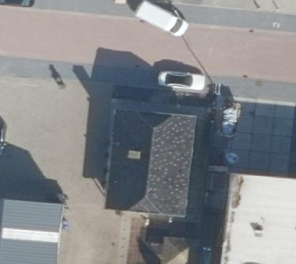 True ortho Luchtfoto op daksegment ingezoomd