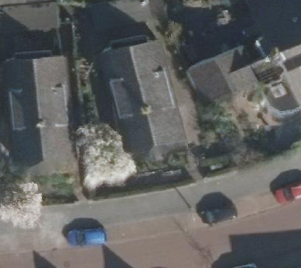 True ortho Luchtfoto op daksegment ingezoomd