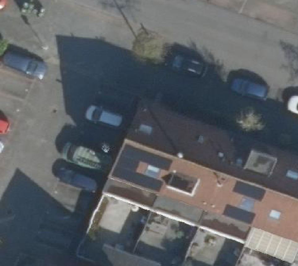 True ortho Luchtfoto op daksegment ingezoomd