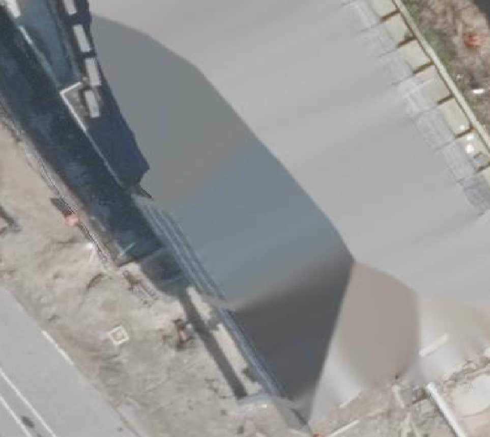 True ortho Luchtfoto op daksegment ingezoomd