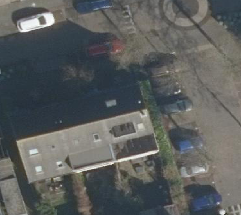 True ortho Luchtfoto op daksegment ingezoomd
