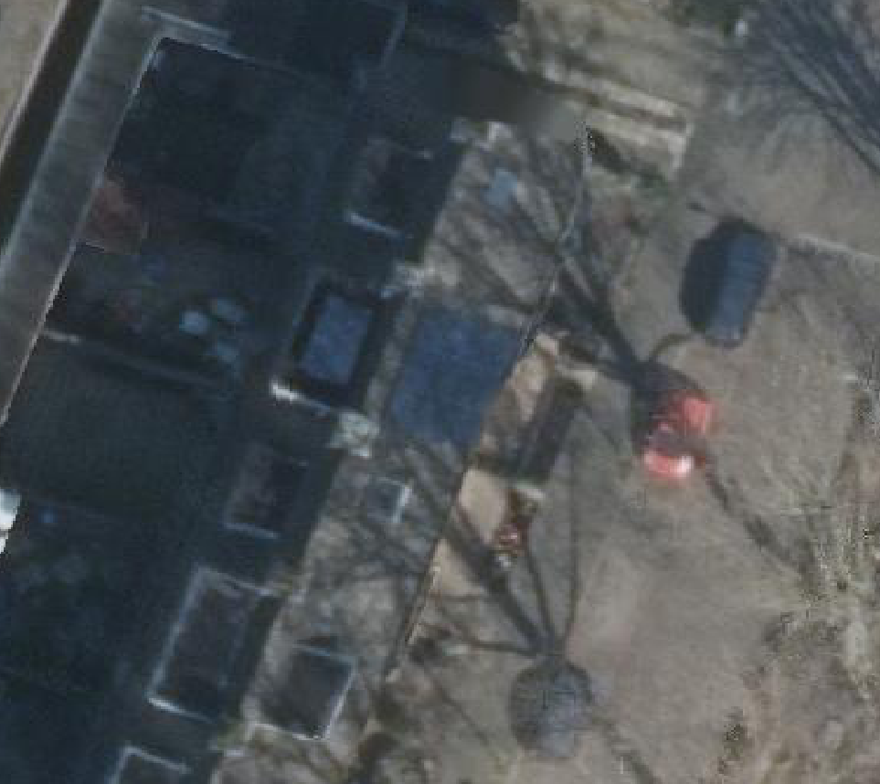 True ortho Luchtfoto op daksegment ingezoomd