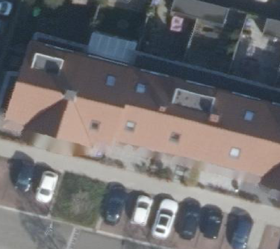 True ortho Luchtfoto op daksegment ingezoomd