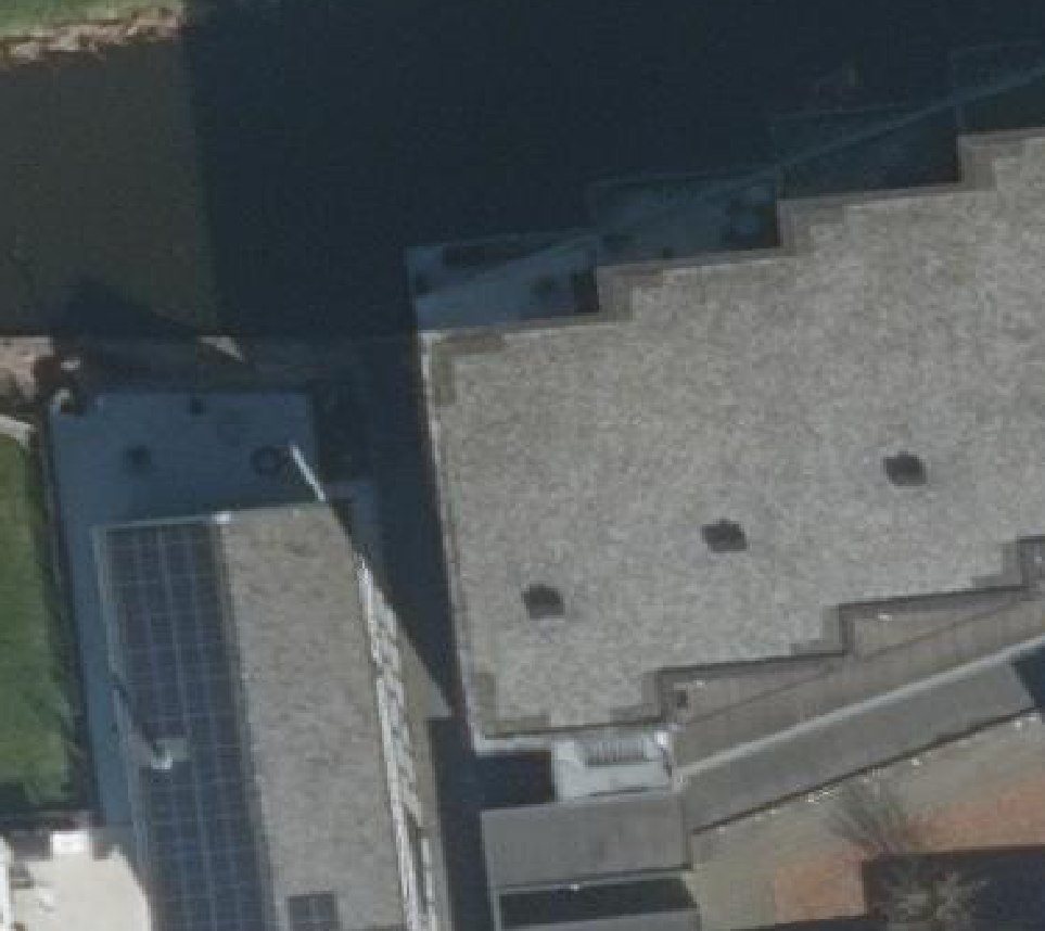 True ortho Luchtfoto op daksegment ingezoomd