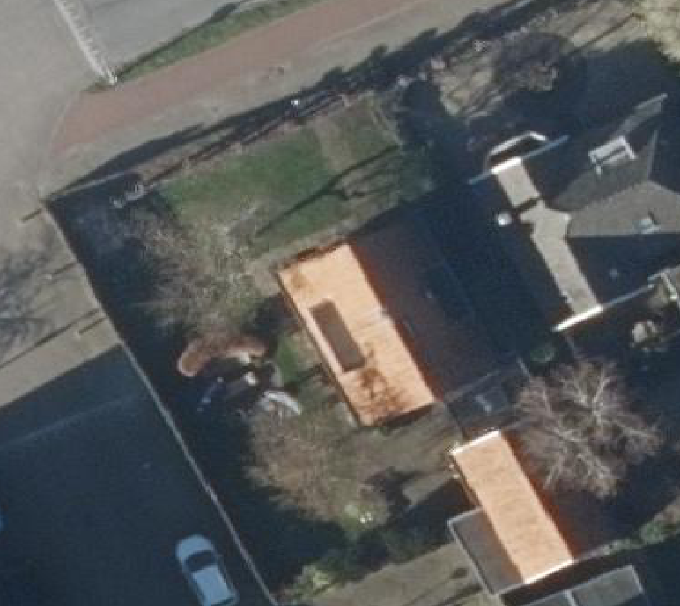 True ortho Luchtfoto op daksegment ingezoomd