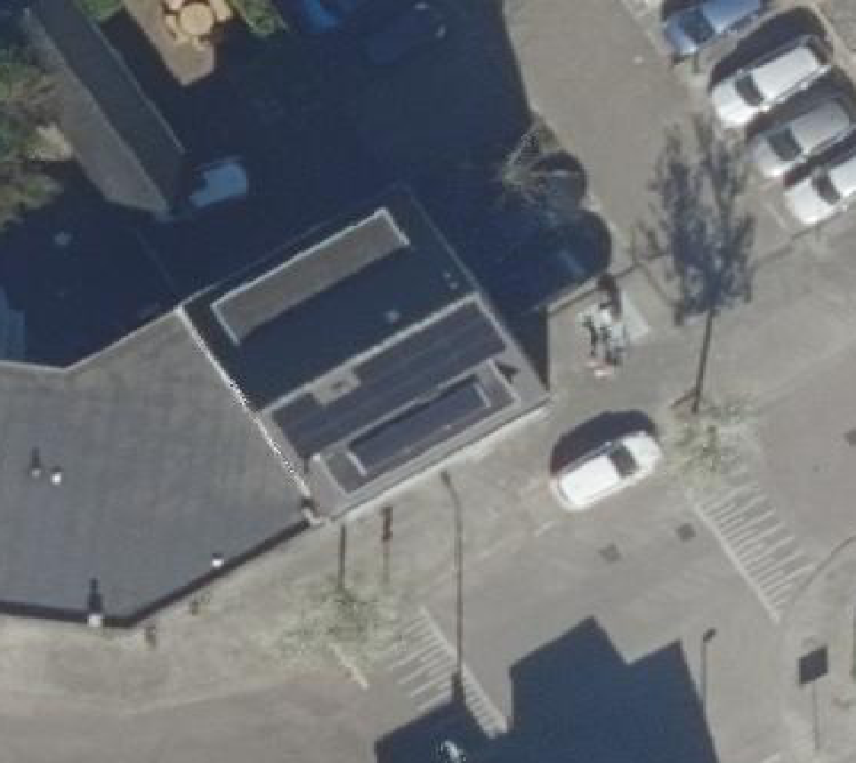 True ortho Luchtfoto op daksegment ingezoomd