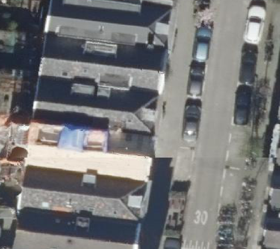 True ortho Luchtfoto op daksegment ingezoomd