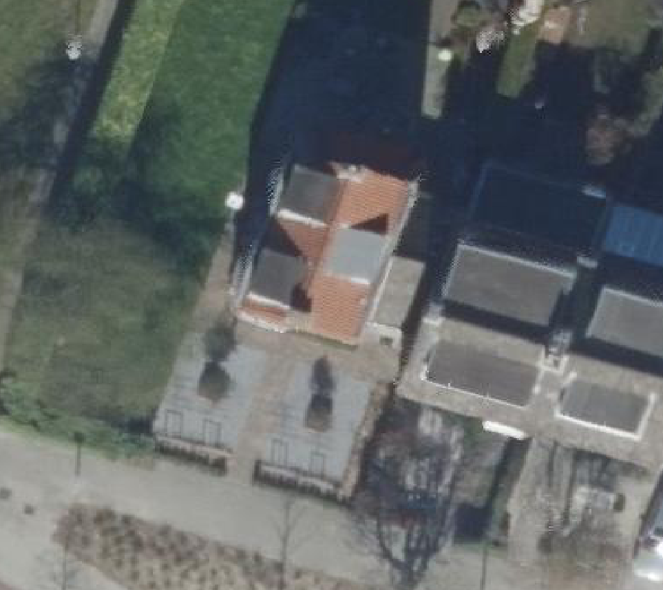 True ortho Luchtfoto op daksegment ingezoomd