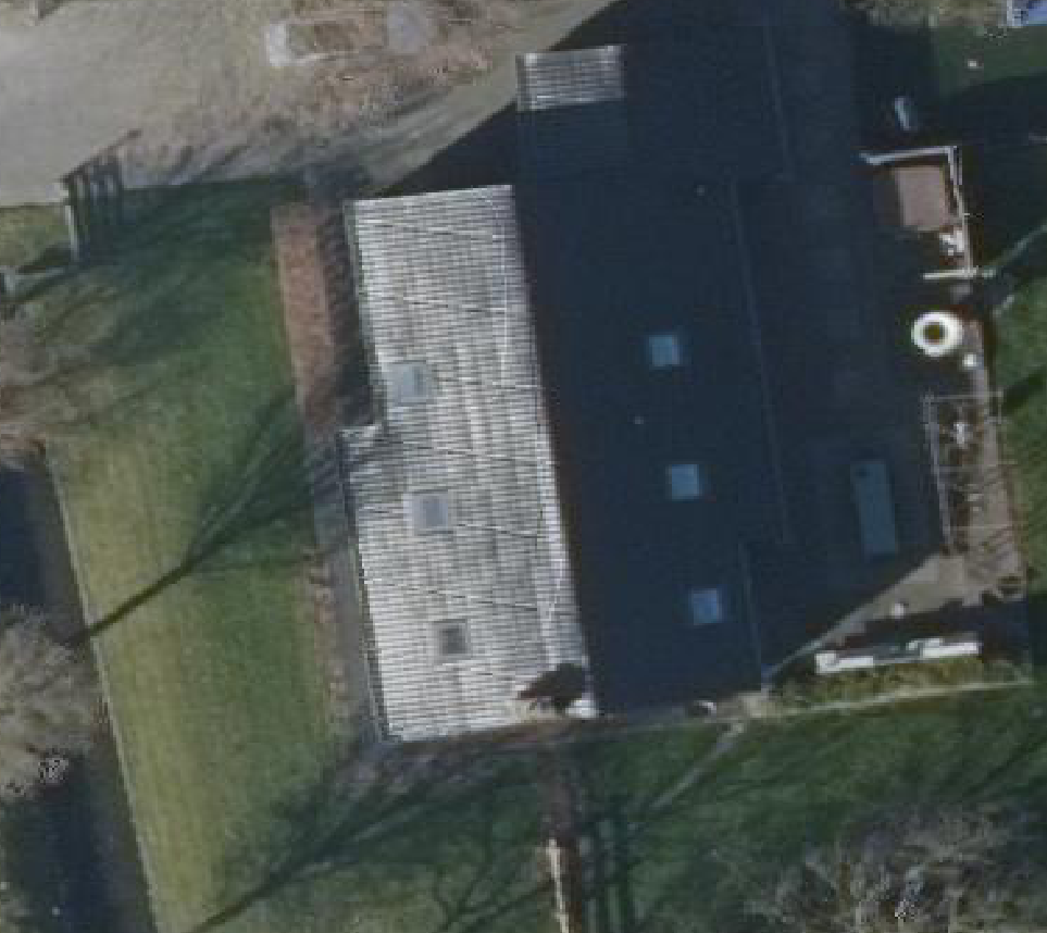 True ortho Luchtfoto op daksegment ingezoomd