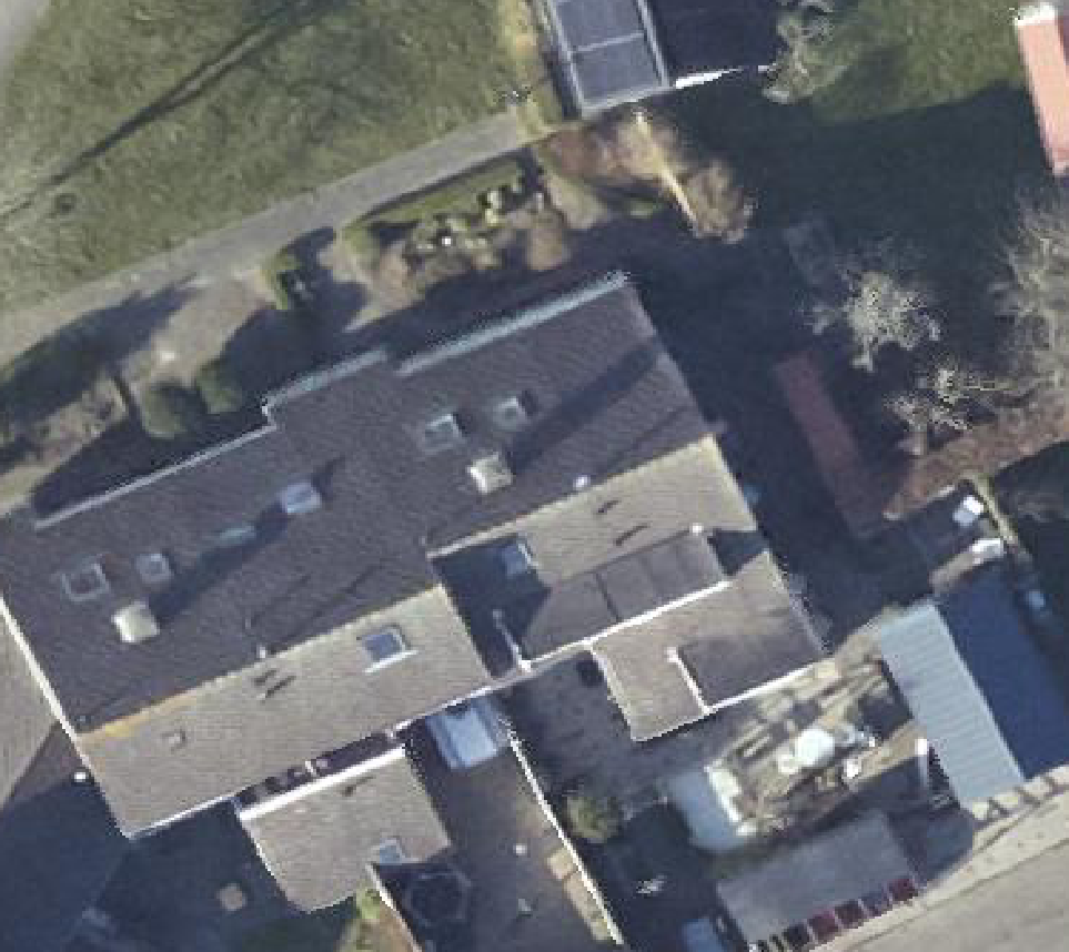 True ortho Luchtfoto op daksegment ingezoomd