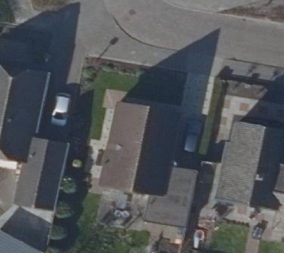 True ortho Luchtfoto op daksegment ingezoomd