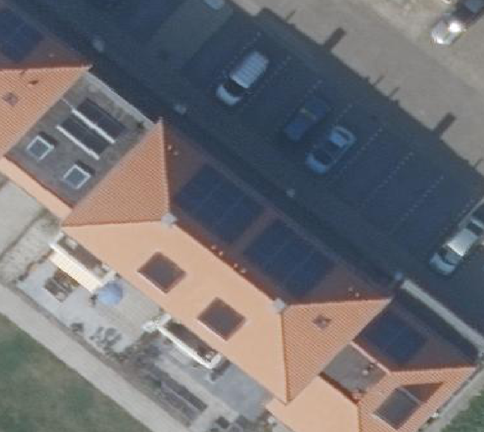 True ortho Luchtfoto op daksegment ingezoomd