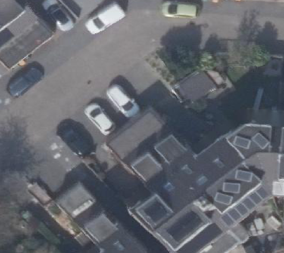 True ortho Luchtfoto op daksegment ingezoomd