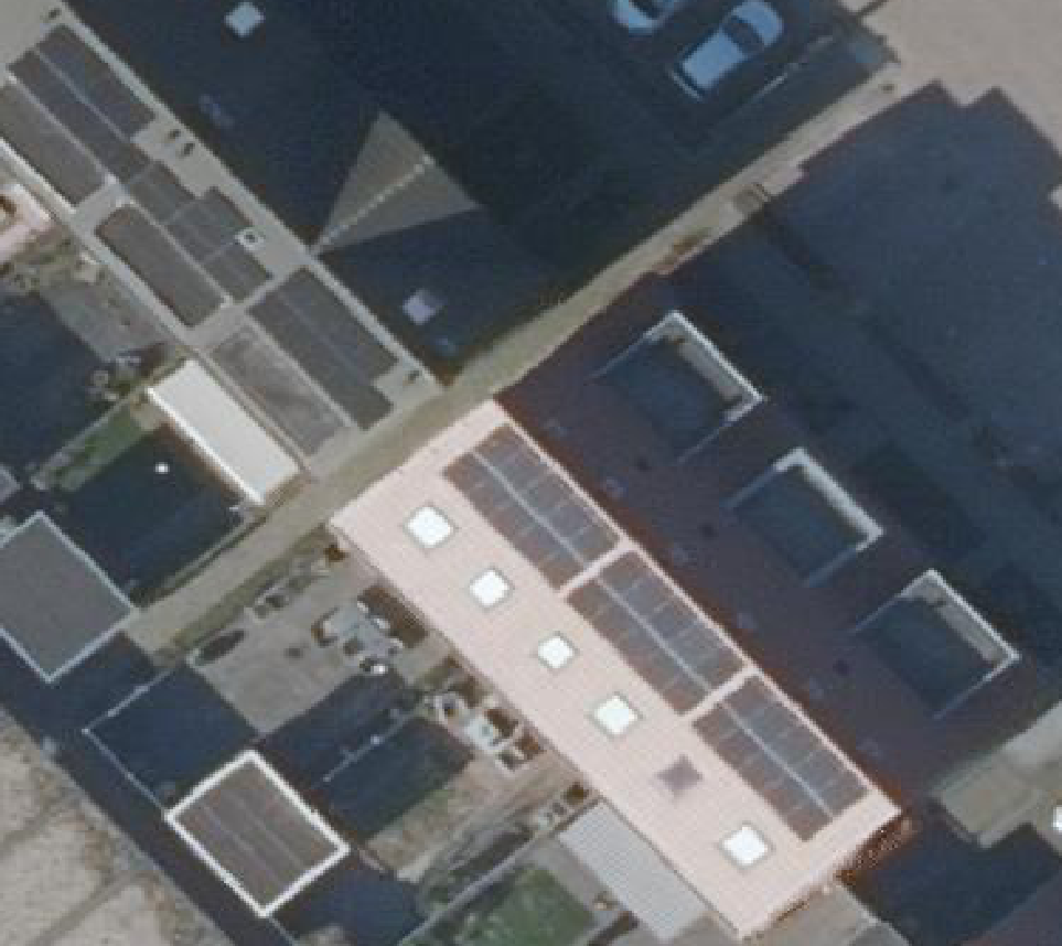 True ortho Luchtfoto op daksegment ingezoomd