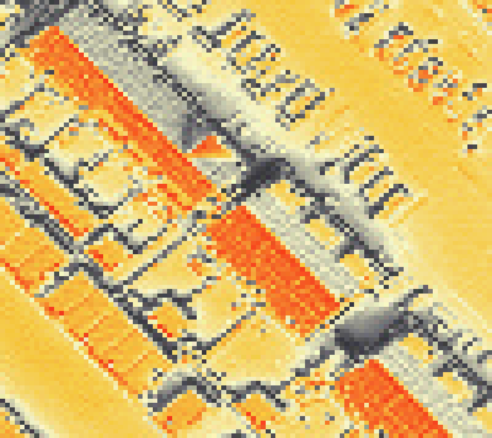 PV-irradiatie op daksegment met intensiteitsverdeling van zonlicht