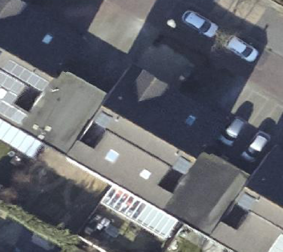 True ortho Luchtfoto op daksegment ingezoomd