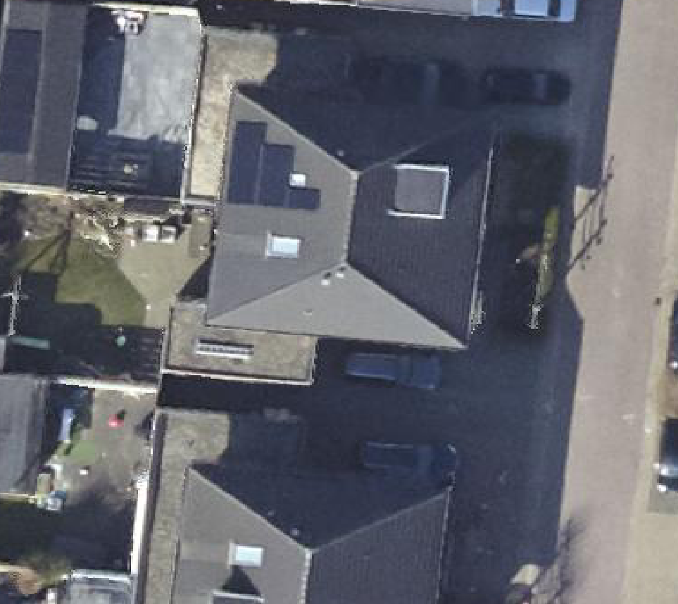 True ortho Luchtfoto op daksegment ingezoomd