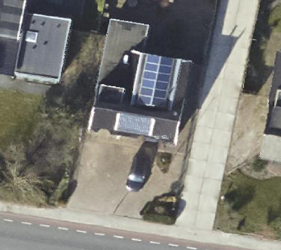 True ortho Luchtfoto op daksegment ingezoomd