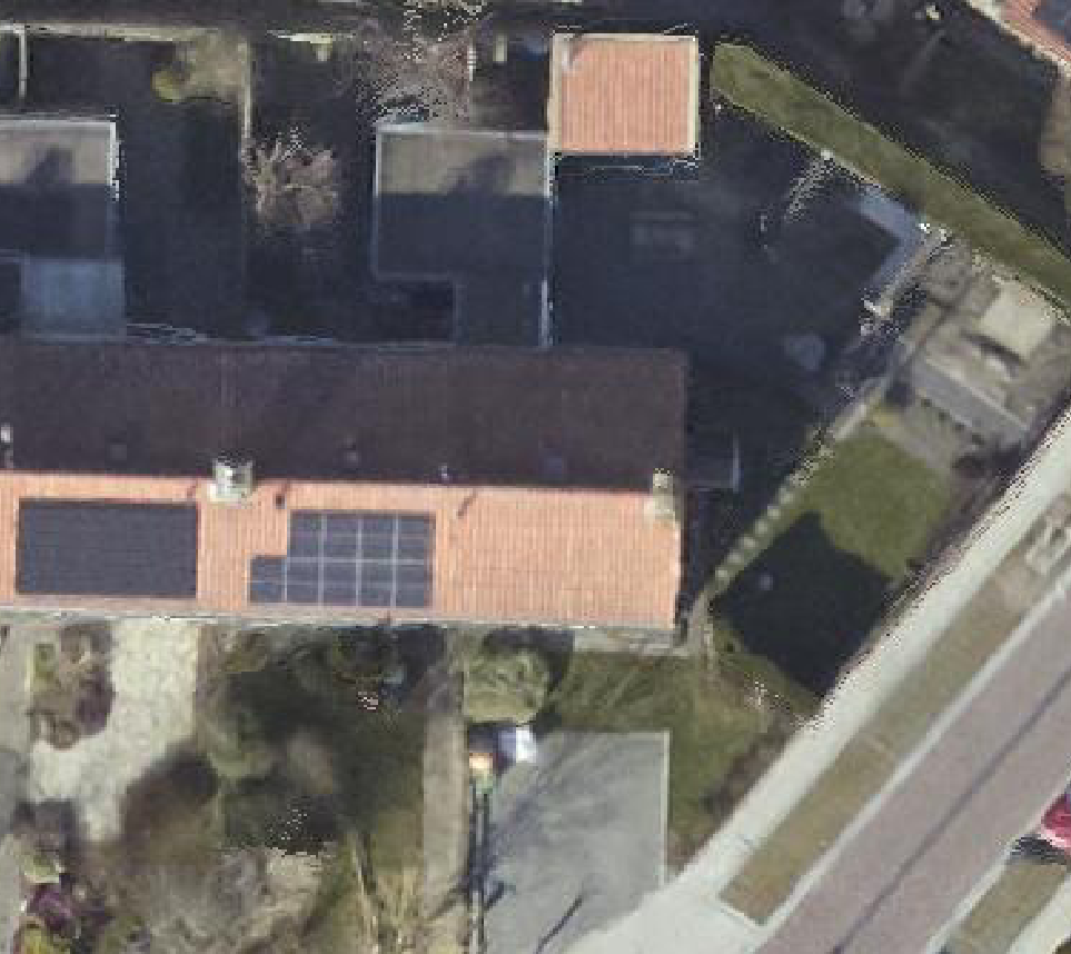 True ortho Luchtfoto op daksegment ingezoomd