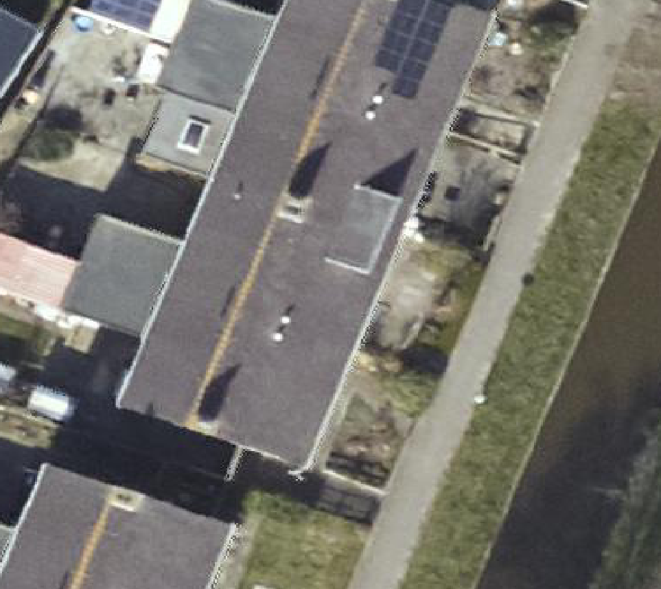 True ortho Luchtfoto op daksegment ingezoomd