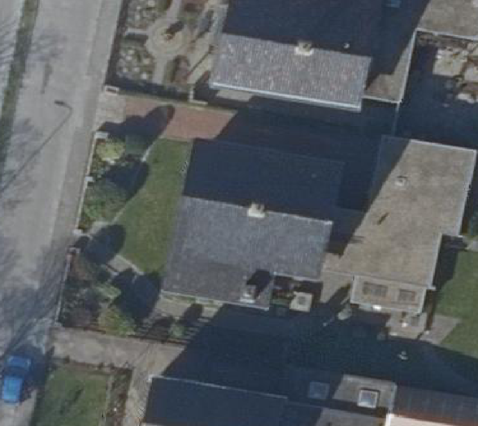 True ortho Luchtfoto op daksegment ingezoomd
