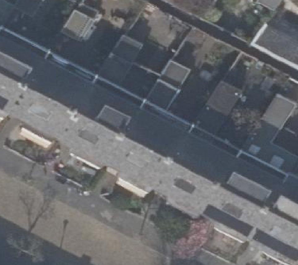 True ortho Luchtfoto op daksegment ingezoomd