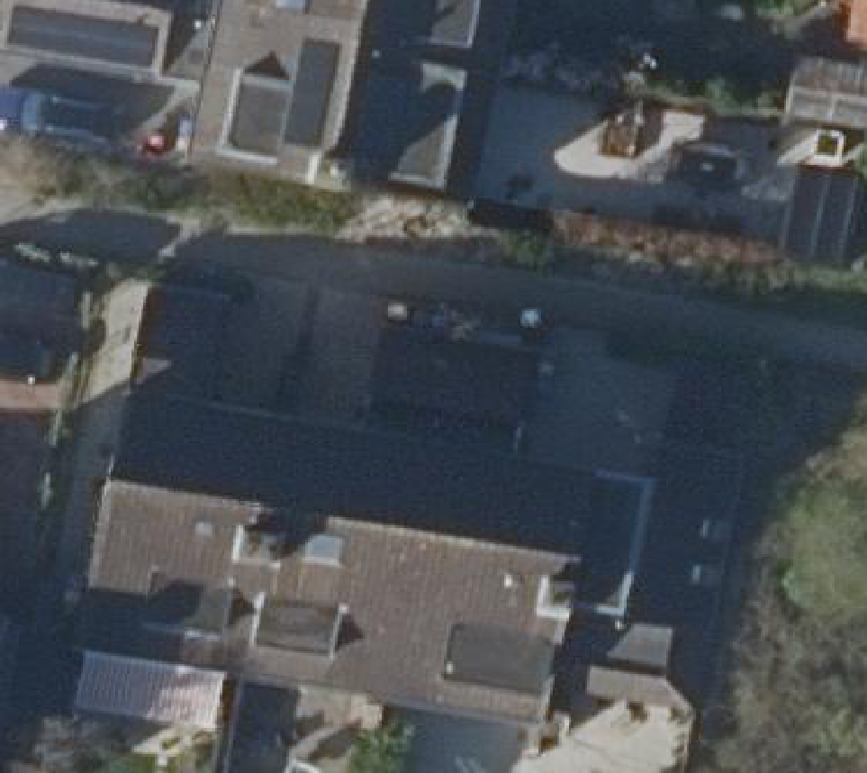 True ortho Luchtfoto op daksegment ingezoomd