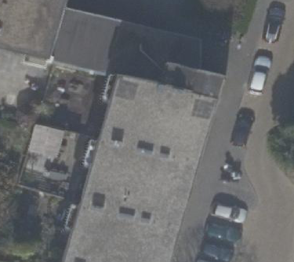 True ortho Luchtfoto op daksegment ingezoomd