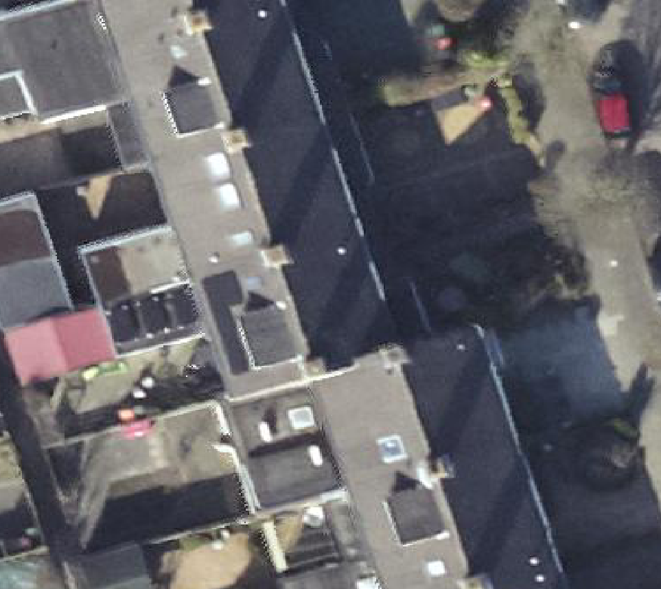 True ortho Luchtfoto op daksegment ingezoomd