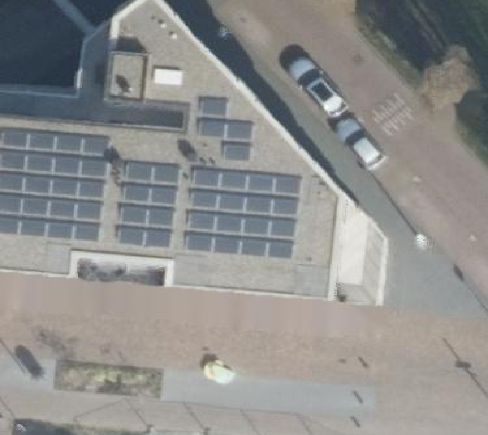 True ortho Luchtfoto op daksegment ingezoomd