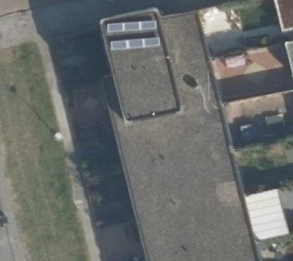 True ortho Luchtfoto op daksegment ingezoomd