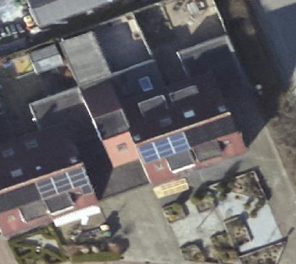 True ortho Luchtfoto op daksegment ingezoomd