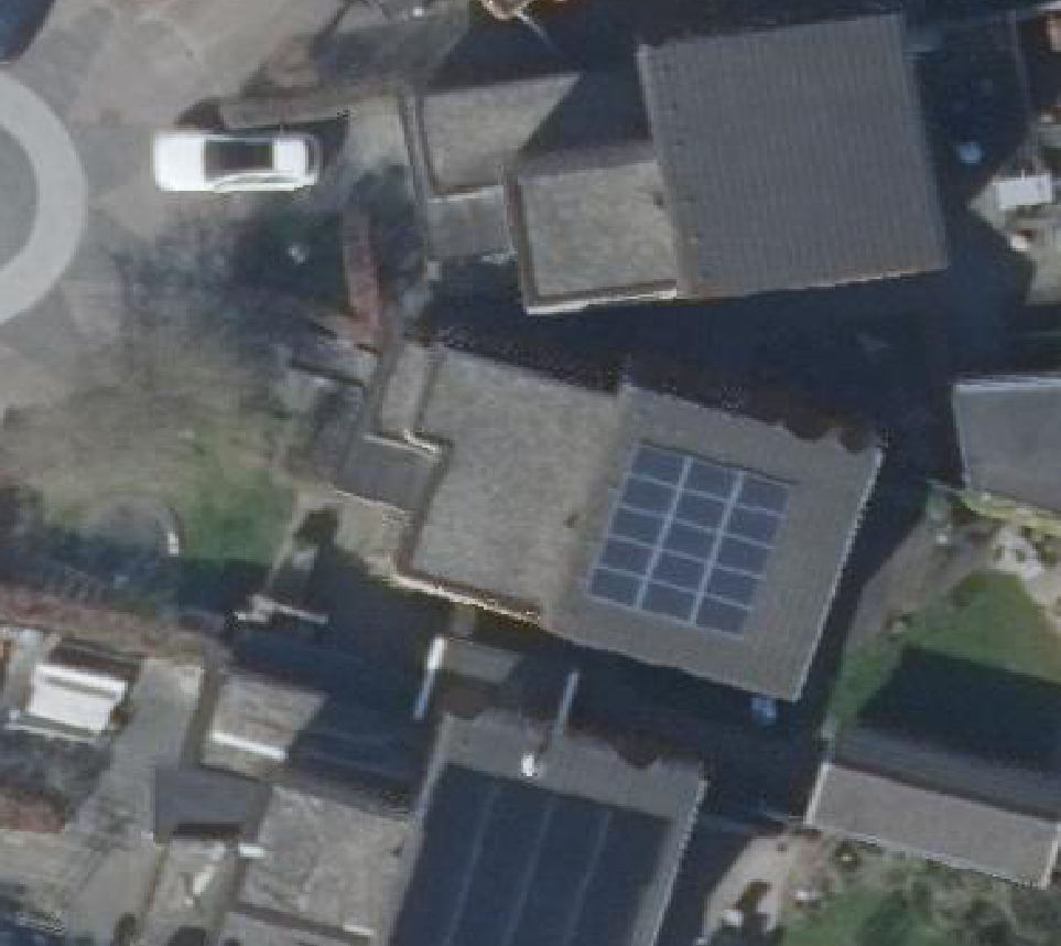 True ortho Luchtfoto op daksegment ingezoomd
