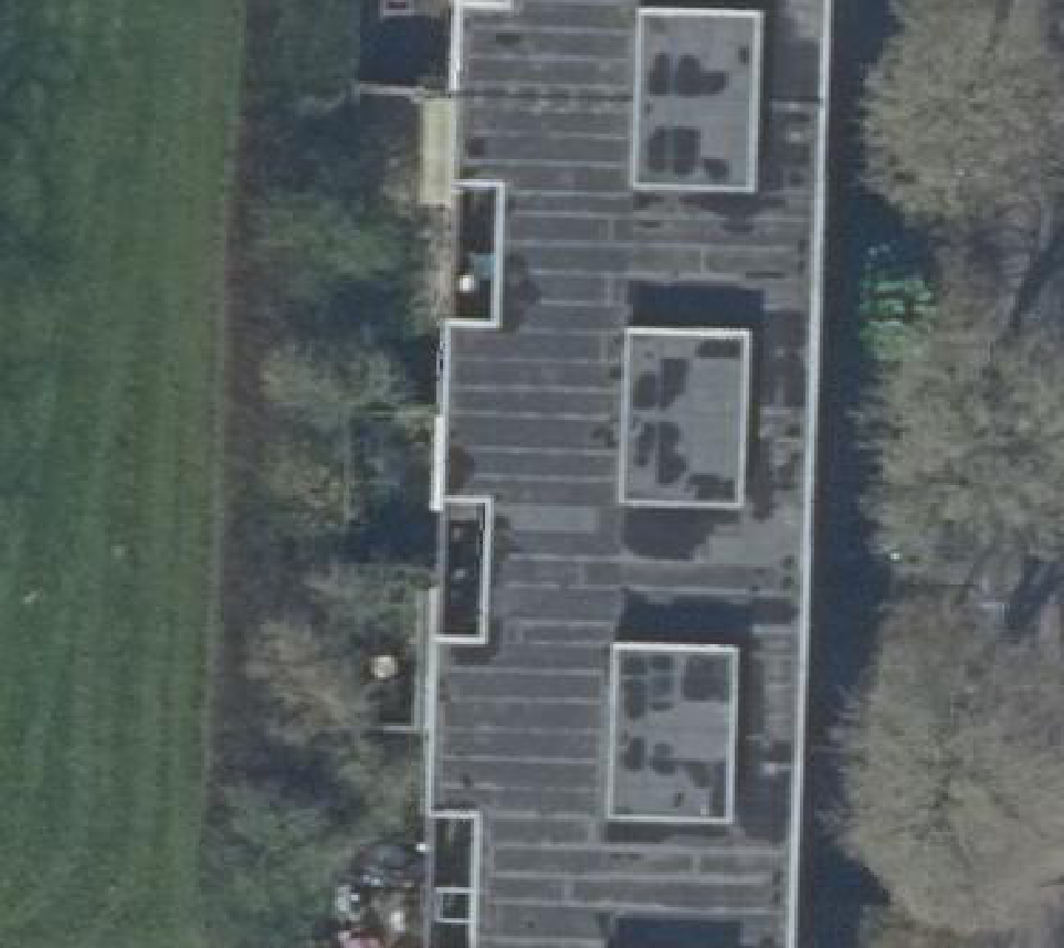 True ortho Luchtfoto op daksegment ingezoomd