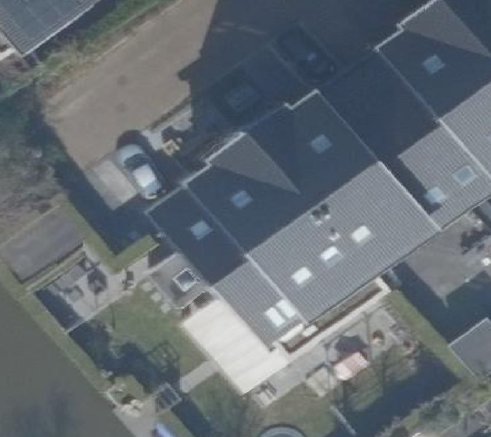 True ortho Luchtfoto op daksegment ingezoomd