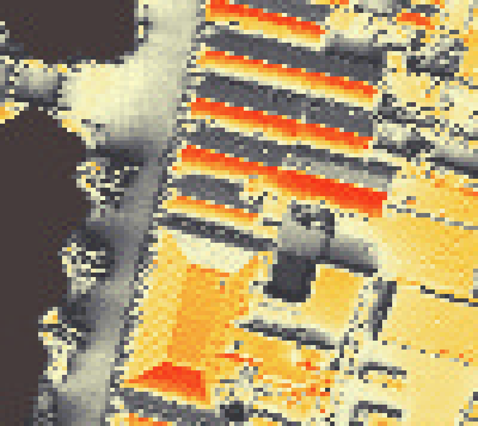 PV-irradiatie op daksegment met intensiteitsverdeling van zonlicht