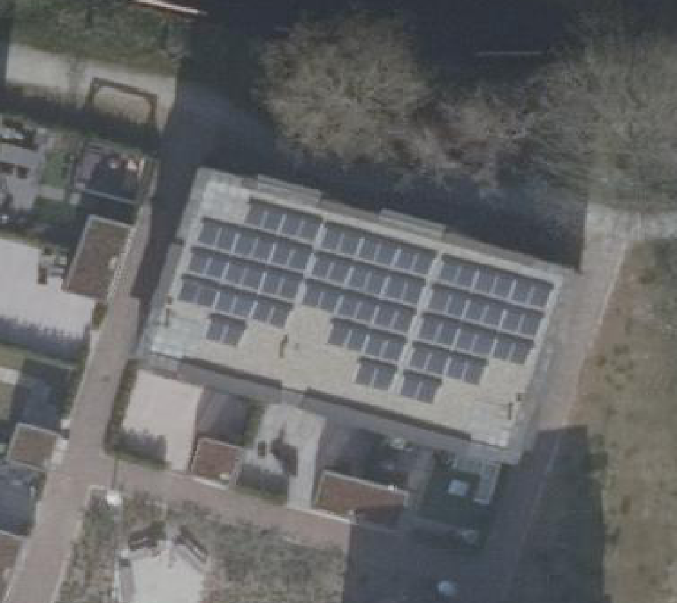 True ortho Luchtfoto op daksegment ingezoomd