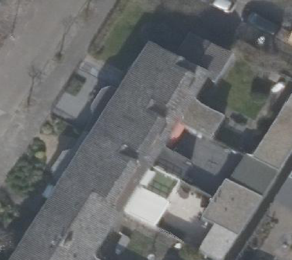 True ortho Luchtfoto op daksegment ingezoomd