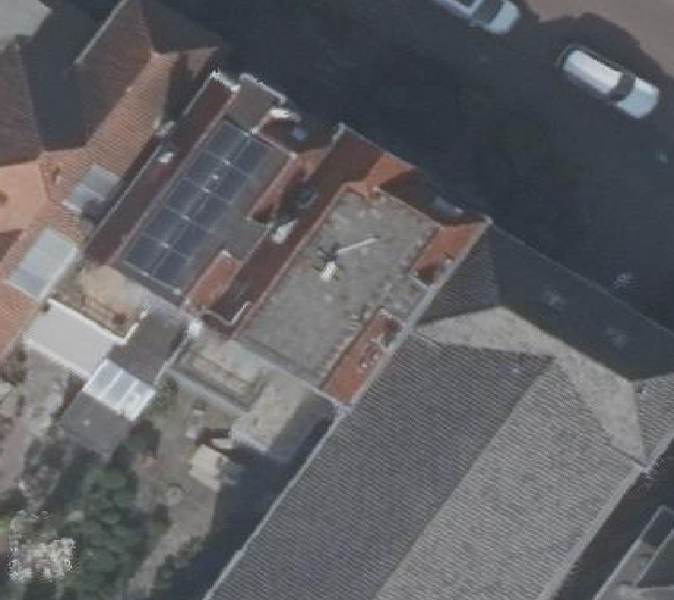 True ortho Luchtfoto op daksegment ingezoomd