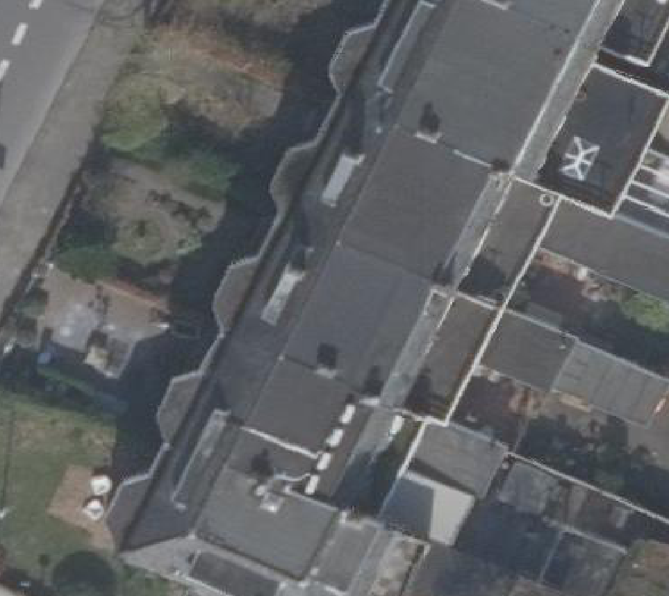 True ortho Luchtfoto op daksegment ingezoomd