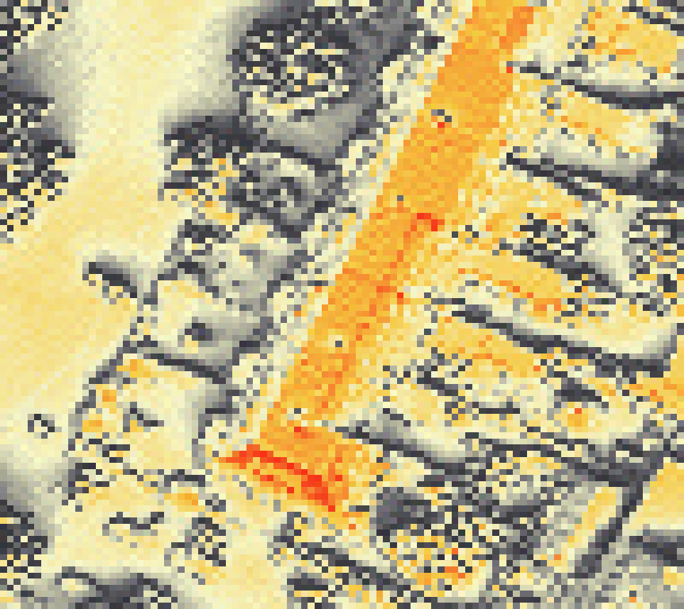 PV-irradiatie op daksegment met intensiteitsverdeling van zonlicht